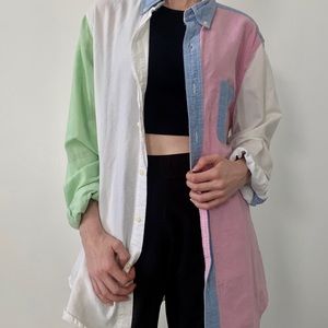 Chaps pastel long sleeve button down shirt